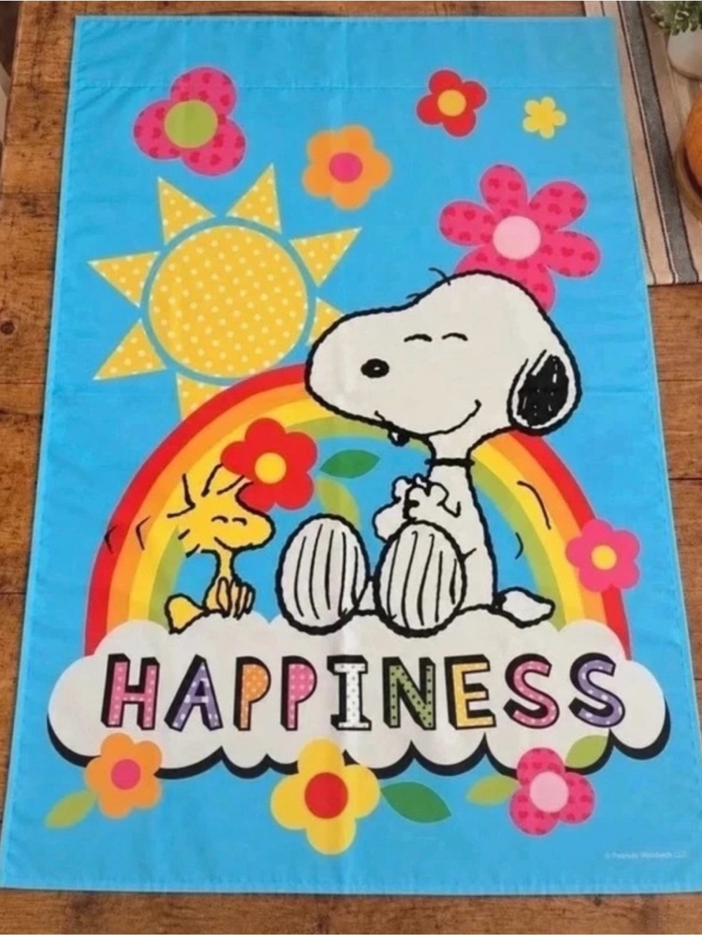 Garden Flag. Peanuts Snoopy & Woodstock "Happiness" House Flag 28×40 | Like New.